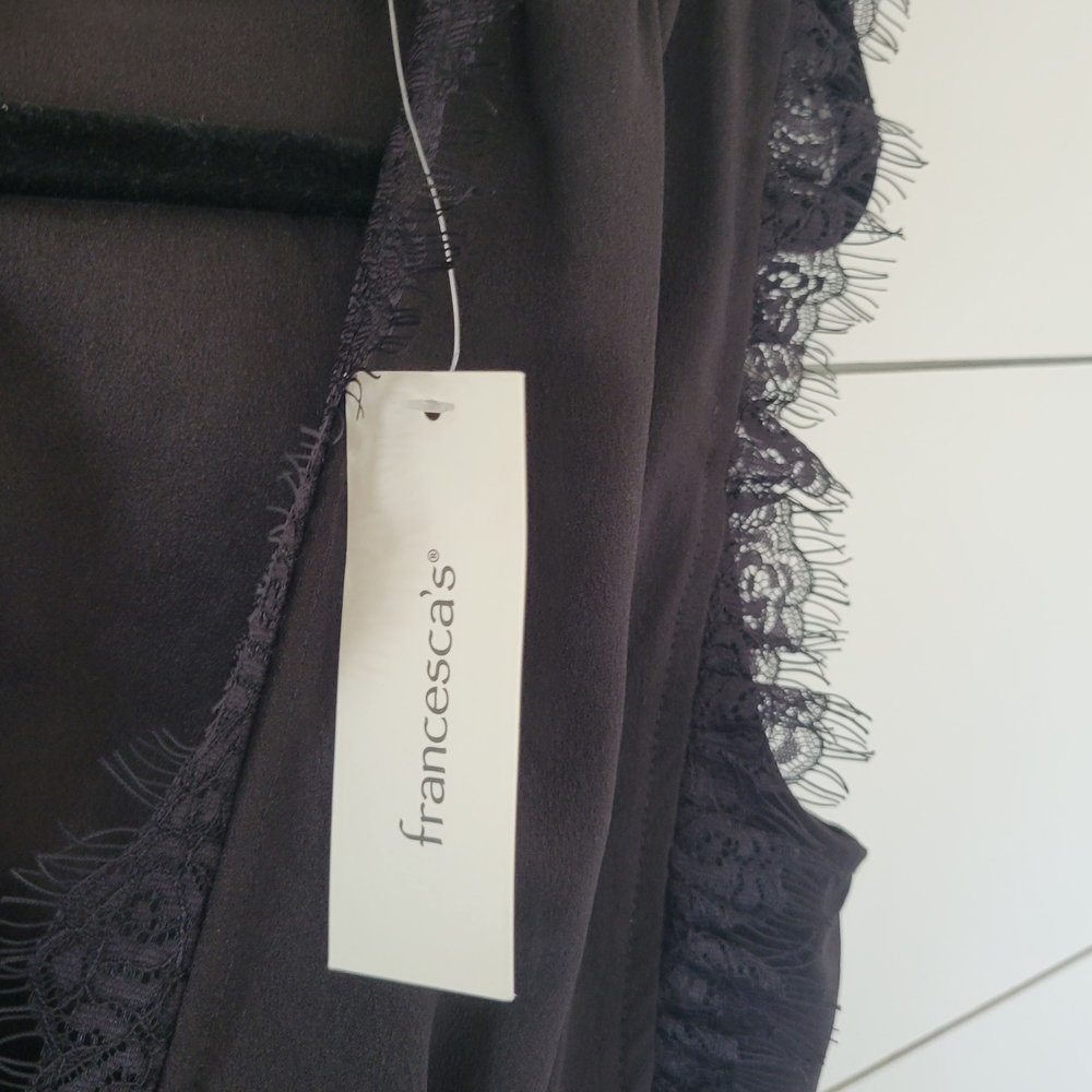Francesca's Mi Ami Black Jumpsuit with Lace Detail Small - Picture 6 of 6
